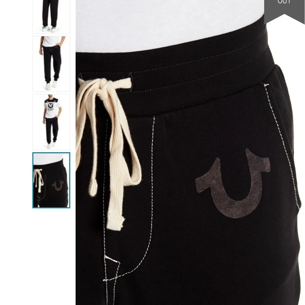 NWT $129 True Religion Jogger Pants for‎ MEN in Black [SZ Large ]